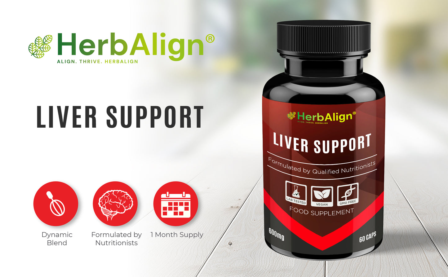 Herbalign Liver Support Capsules – Natural Liver Detox, Antioxidant Protection & Digestive Health with Milk Thistle, Turmeric & Artichoke Extract