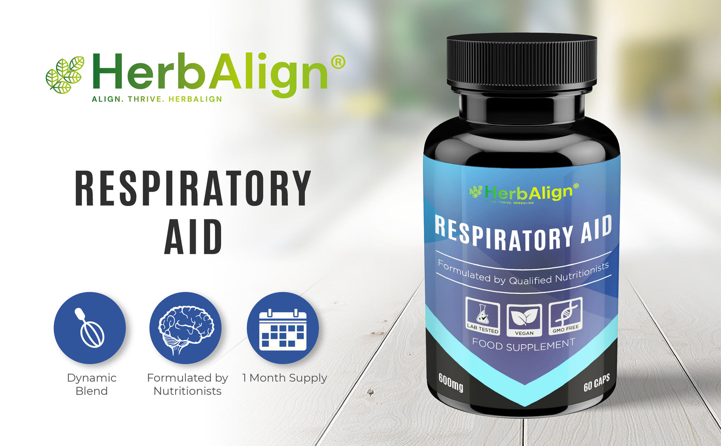 Herbalign Respiratory Aid Capsules – Natural Lung Health Support with Fenugreek, Mullein, Nettle & Licorice Root Extracts