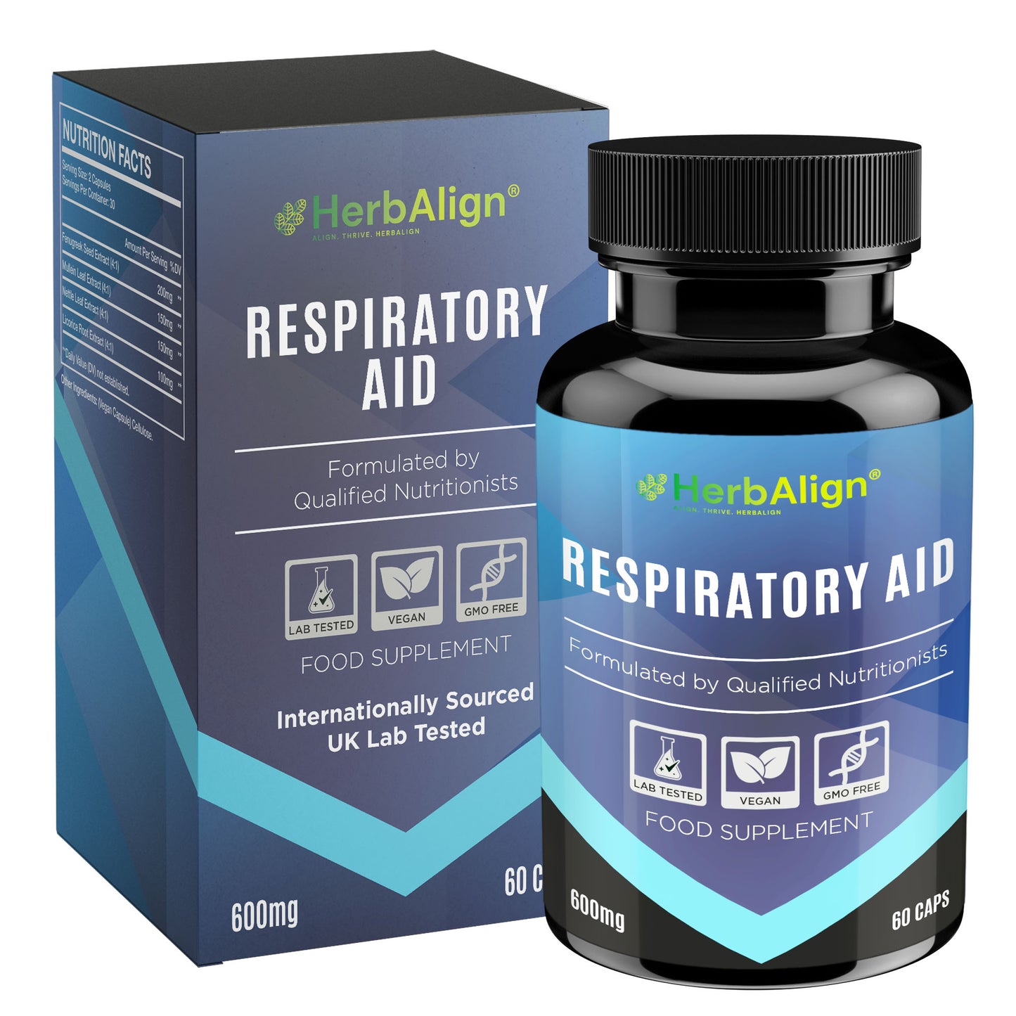 Herbalign Respiratory Aid Capsules – Natural Lung Health Support with Fenugreek, Mullein, Nettle & Licorice Root Extracts