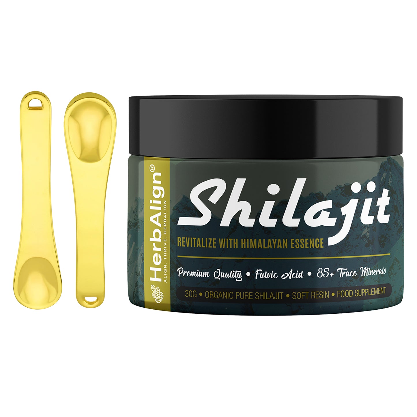 Herbalign Organic Shilajit Resin – Pure & Potent Fulvic Acid with Trace Minerals for Energy, Stamina & Detox